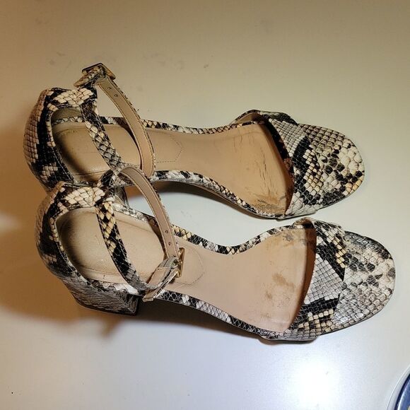 ALDO SNAKE SKIN BLOCK HEEL ANKLE STRAP OPEN TOE WOMEN"S SANDAL - Picture 6 of 16